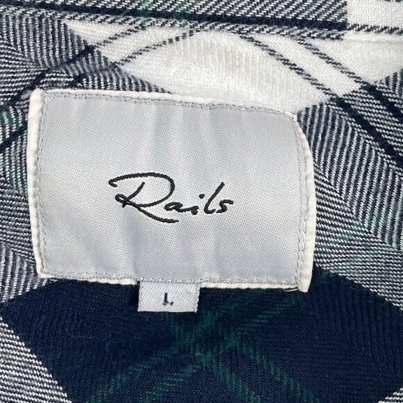 Rails Womens Large Plaid Button Up Shirt Hunter Midnight Pine Flannel Top - Picture 4 of 9